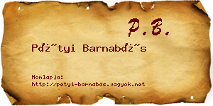 Pétyi Barnabás névjegykártya
